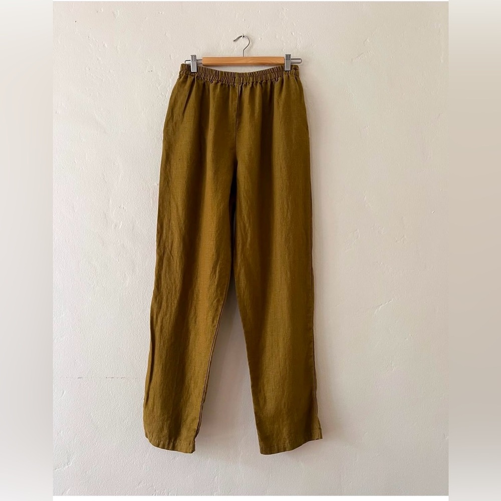 Olive 100% Linen Pants